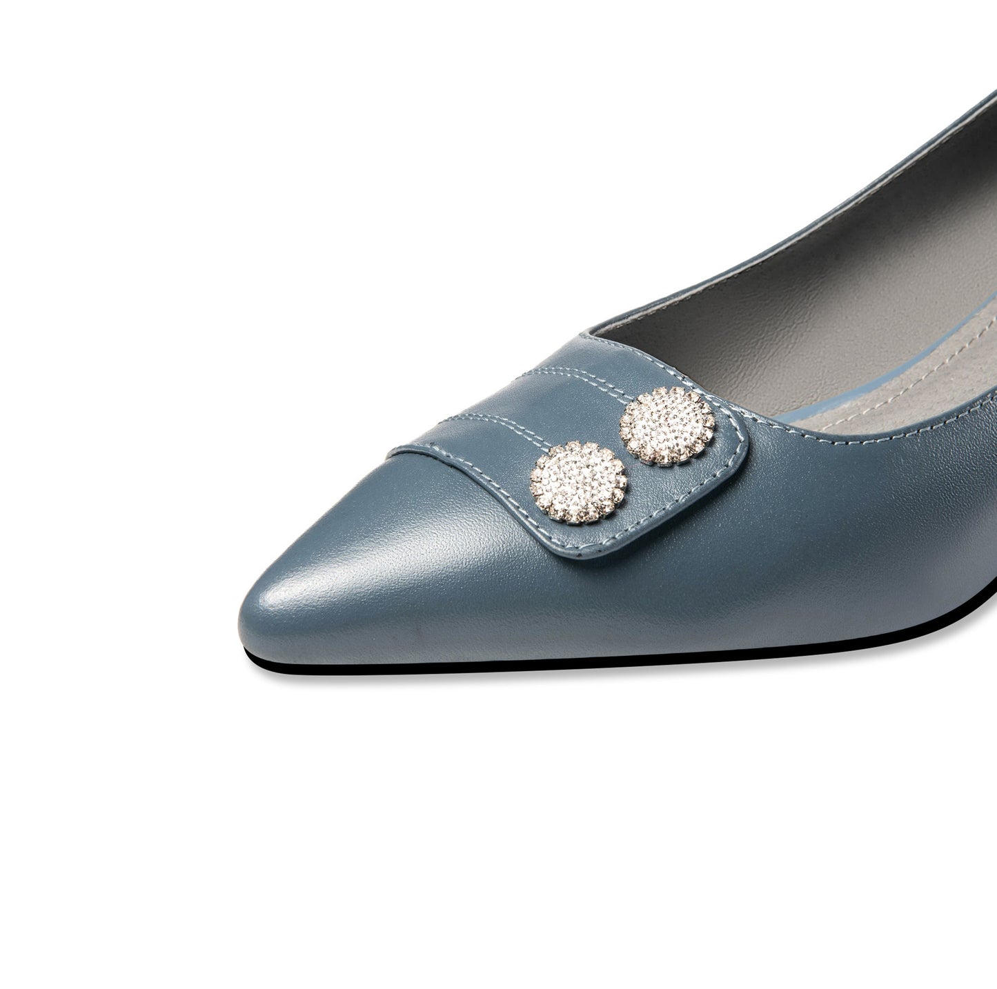 Nine Seven Women's Genuine Leather Pointed Toe Handmade Comfortable Low Heel Loafer Pumps