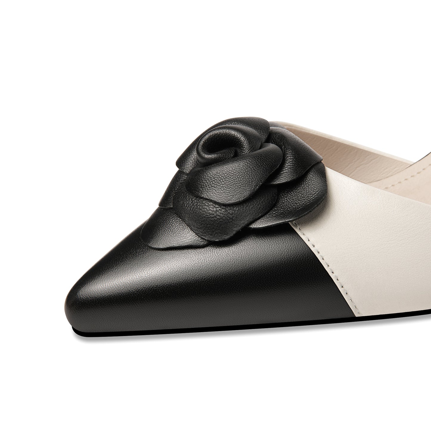 Nine Seven Genuine Leather Flower Assorted Color Handmade Women's Pointed Toe  Mid Heel Buckle Sandal Shoes