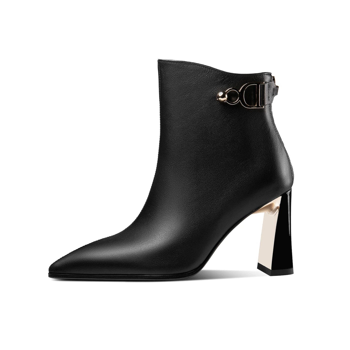 Nine Seven Women's Handmade Genuine Leather Pointed Toe High Heel Back Zip Closure Ankle Boots