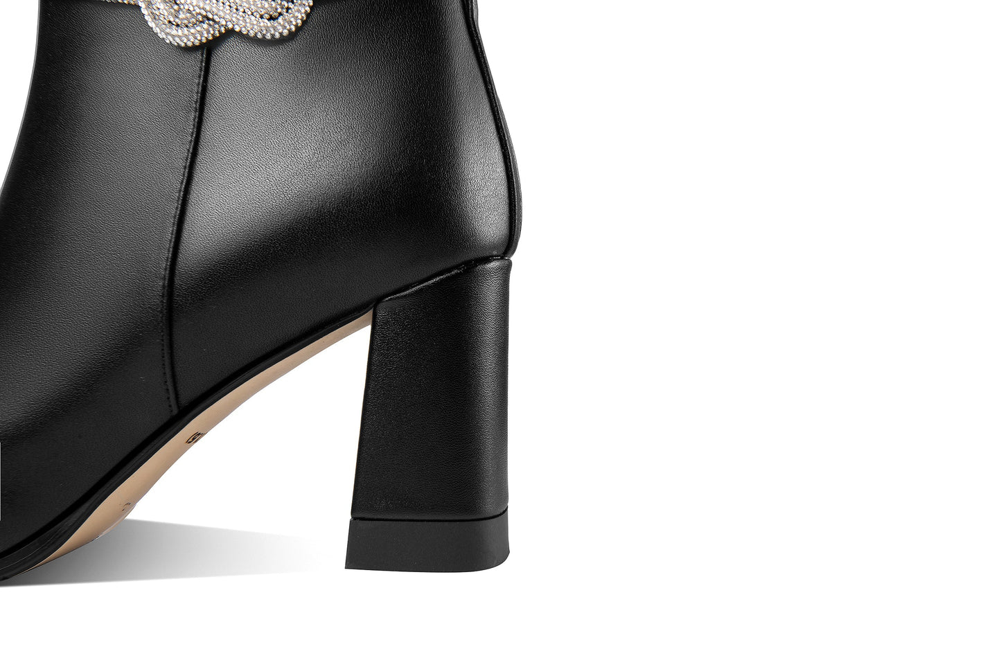 Nine Seven Genuine Leather Women's Handmade Side Zipper Pointed Toe Chunky Heel Ankle Boots