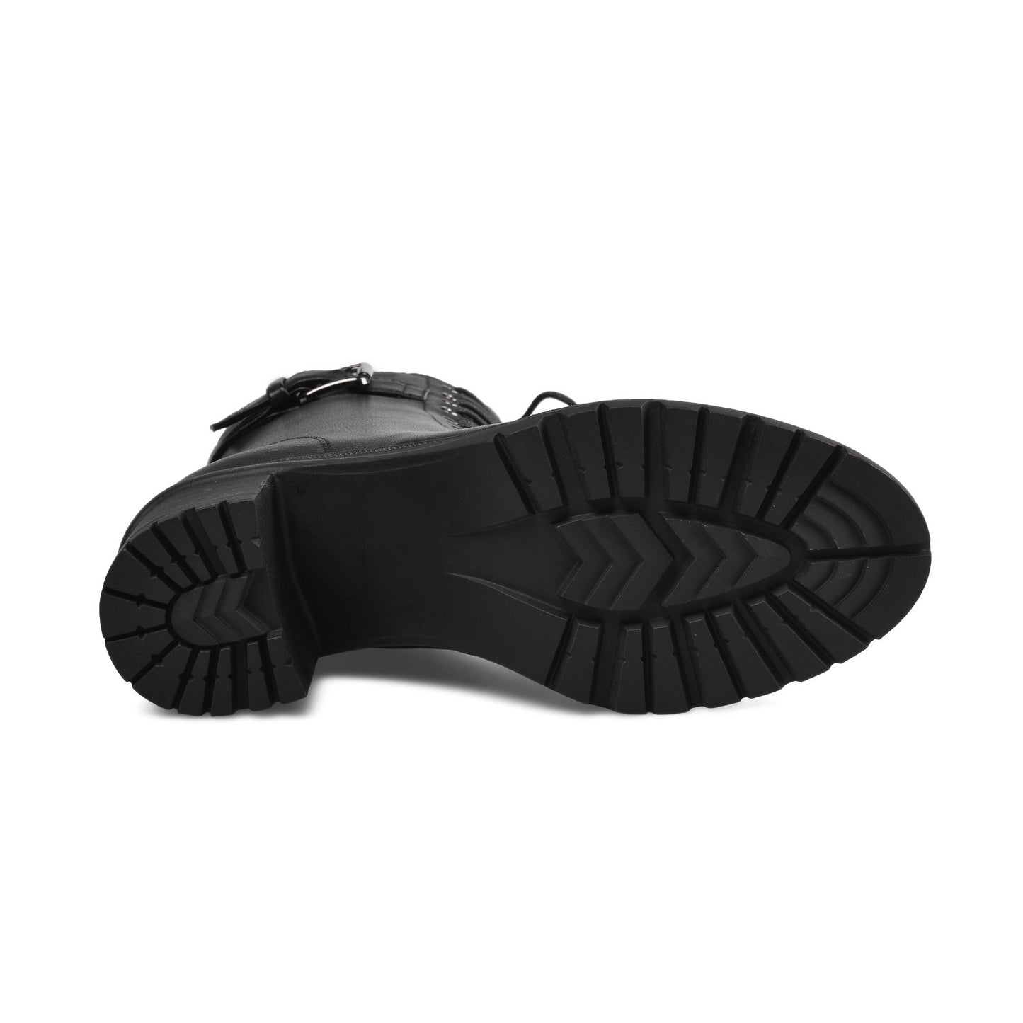 Nine Seven Women's Round Toe Selftie Zip Up Genuine Leather Handmade Chunky Heels Cool Mid-Calf Boots with Buckle