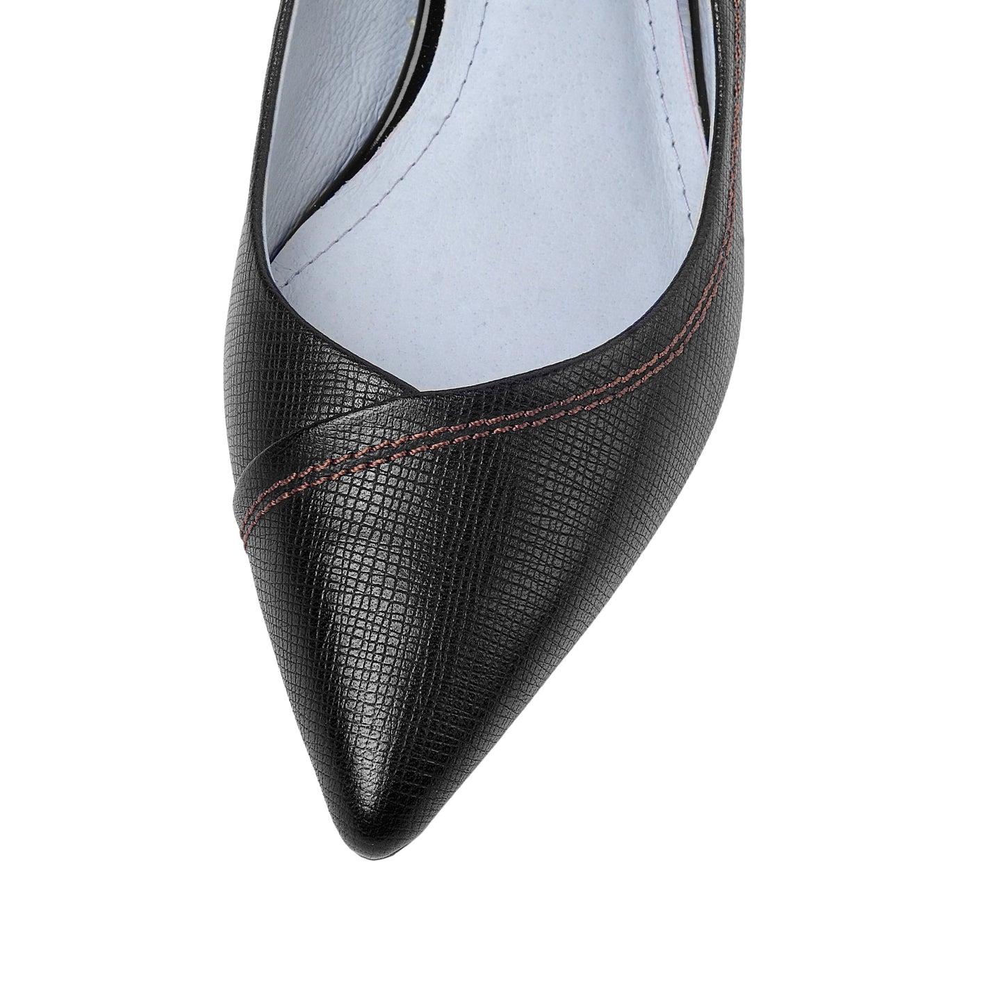 Nine Seven Women's Pointed Toe Handmade Genuine Leather Low Chunky Heel Comfort Casual Pumps