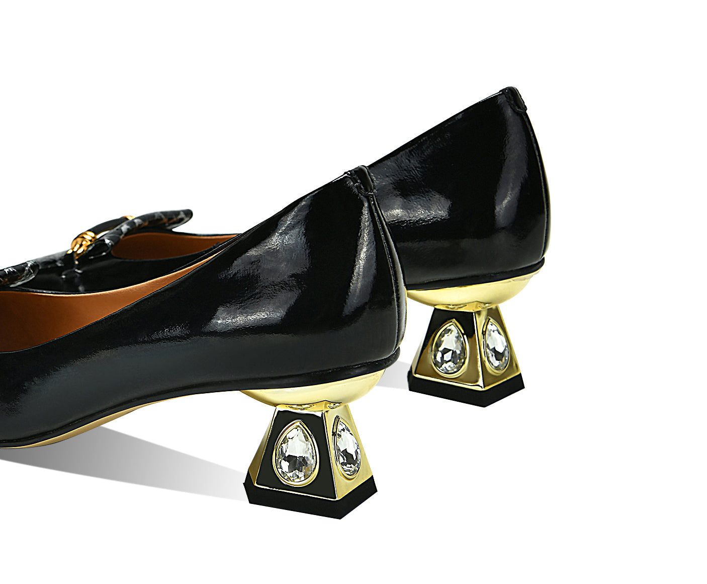 Nine Seven Handmade Women's Genuine Leather Printed Snakeskin Slip On Mid Toe Mid Spool Heel Pumps Shoes