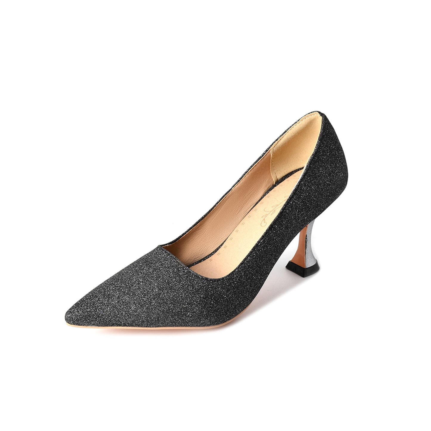 Nine Seven Women's Handmade Pointed Toe Glitter High Heel Weeding Pumps Shoes