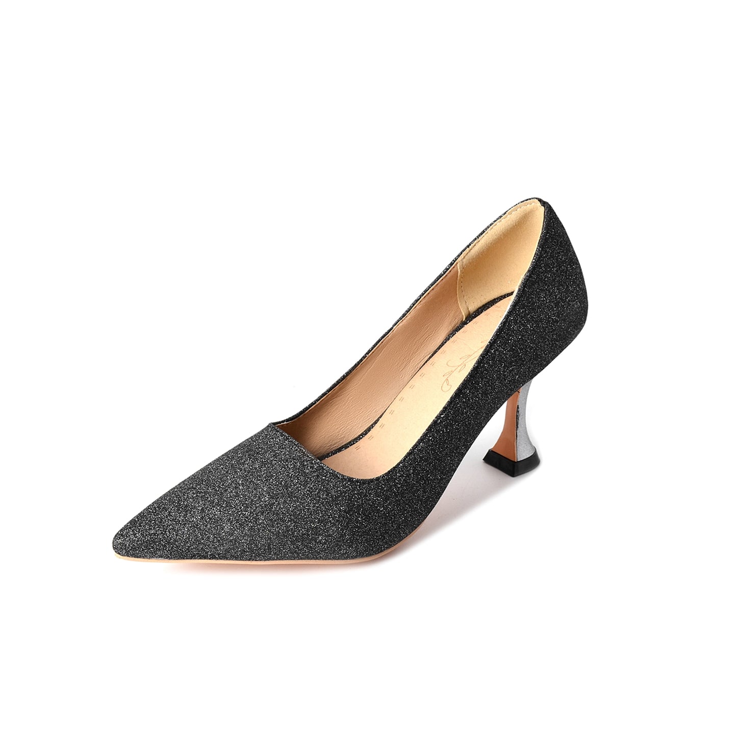 Nine Seven Women's Handmade Pointed Toe Glitter Stileto Heel Party Wedding Loafer Pumps Shoes