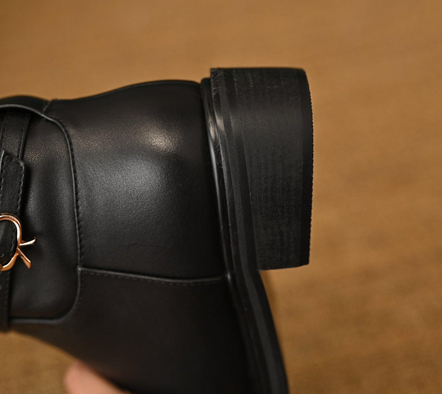 Nine Seven Women's Genuine Leather Round Toe Handmade Side Zipper Low Chunky Heels Trendy Knee High Boots