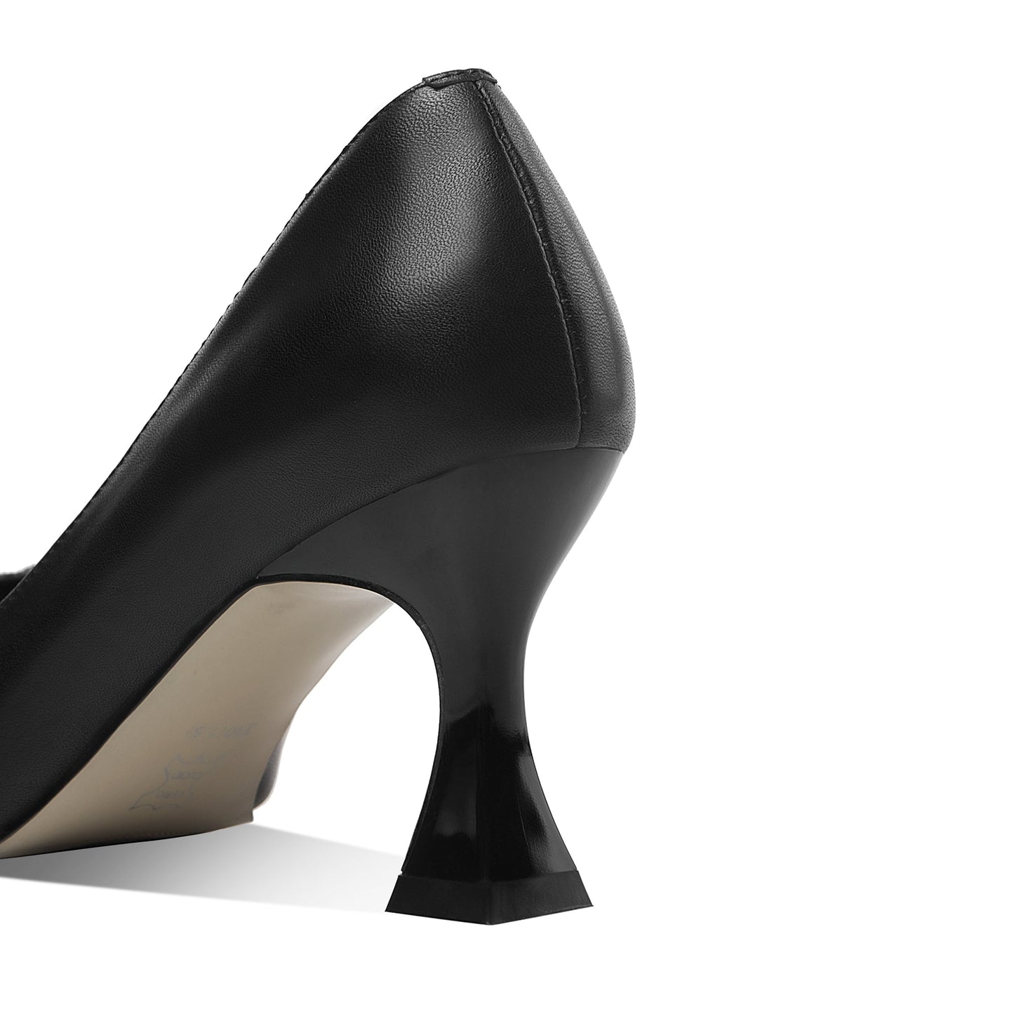 Nine Seven Women's Handmade Genuine Leather Pointed Toe High Spool Heel Easy Slip On Loafer Pump Shoes with Graceful Bow