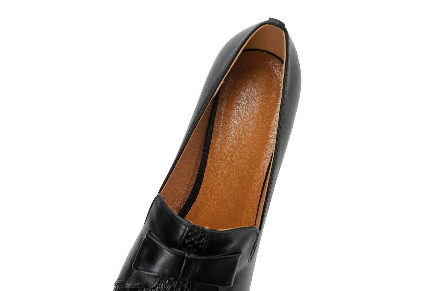 Nine Seven Women's Handmade Genuine Leather Pointed Toe Bowknot Elegant Spool Heel Pumps Shoes