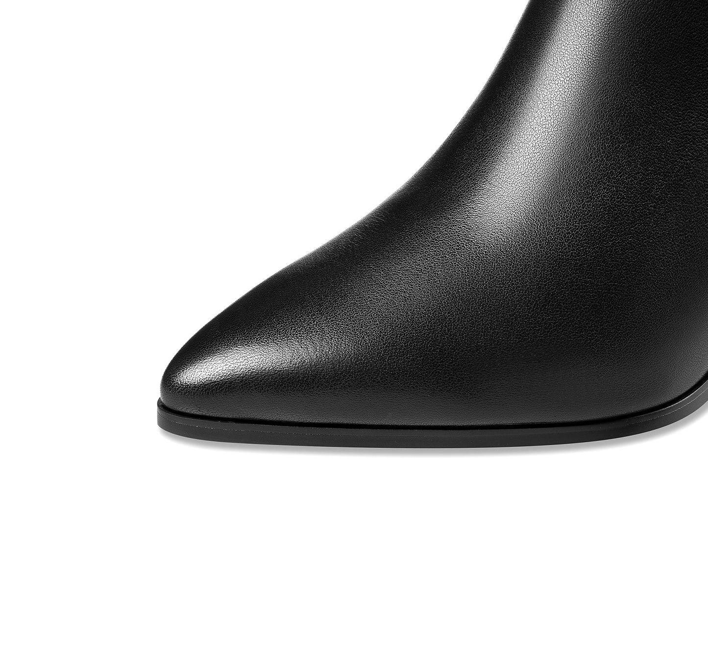 Nine Seven Handmade Women's Genuine Leather Trendy Spool Heel Side Zip Up Chic Buckle Decor Pointed Toe Dress Boots