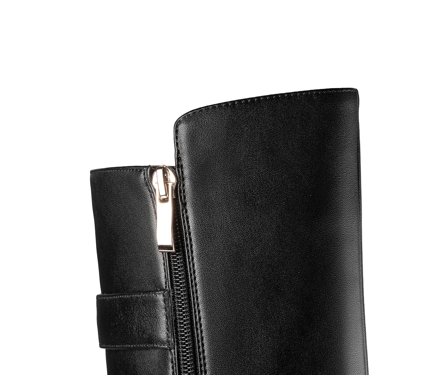 Nine Seven Handmade Women's Genuine Leather Trendy Spool Heel Side Zip Up Chic Buckle Decor Pointed Toe Dress Boots