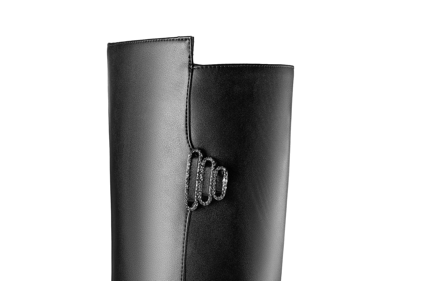 Nine Seven Women's Genuine Leather Handmade Pointed Toe Side Zip Up Knee High Boots with Spool Heel