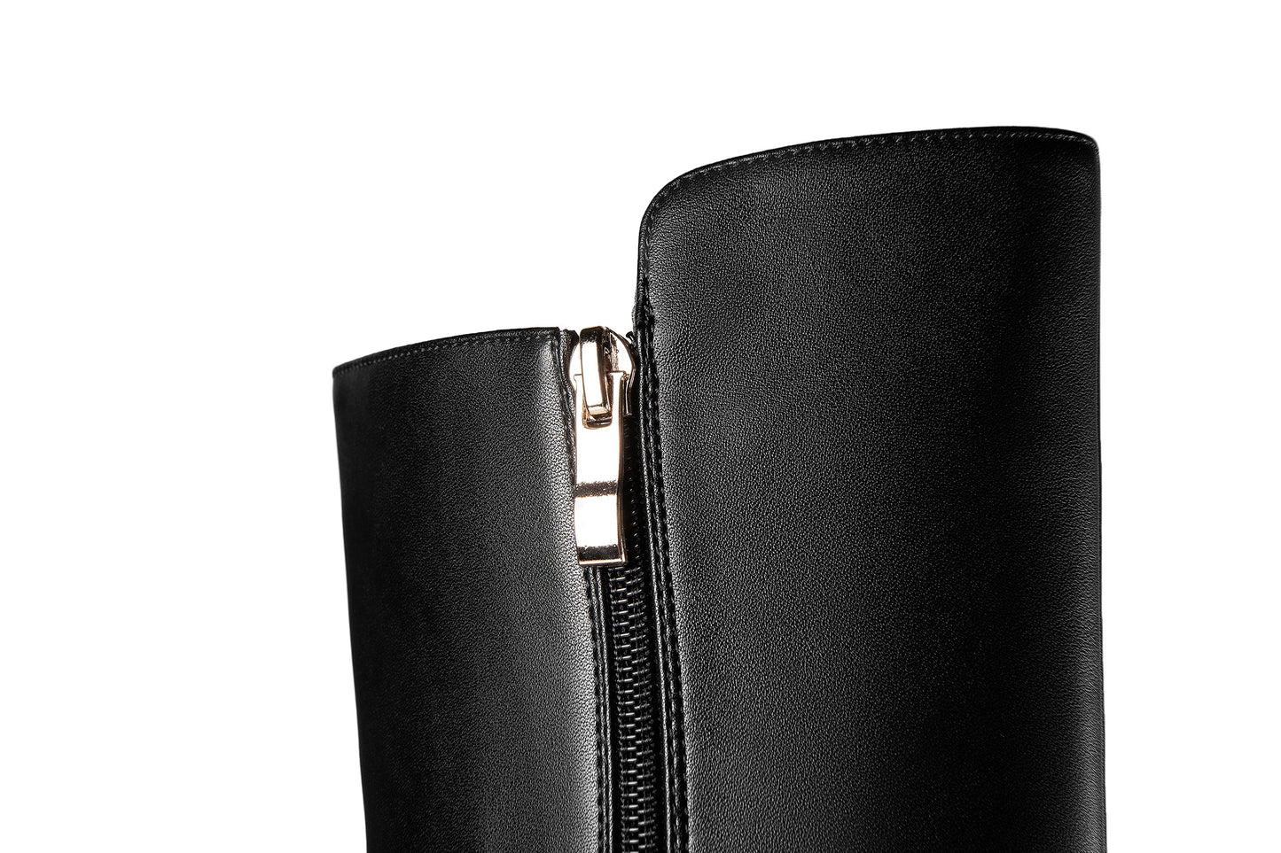 Nine Seven Handmade Women's Genuine Leather Mid Heel Side Zip Up Pointed Toe Stylish Knee High Boots