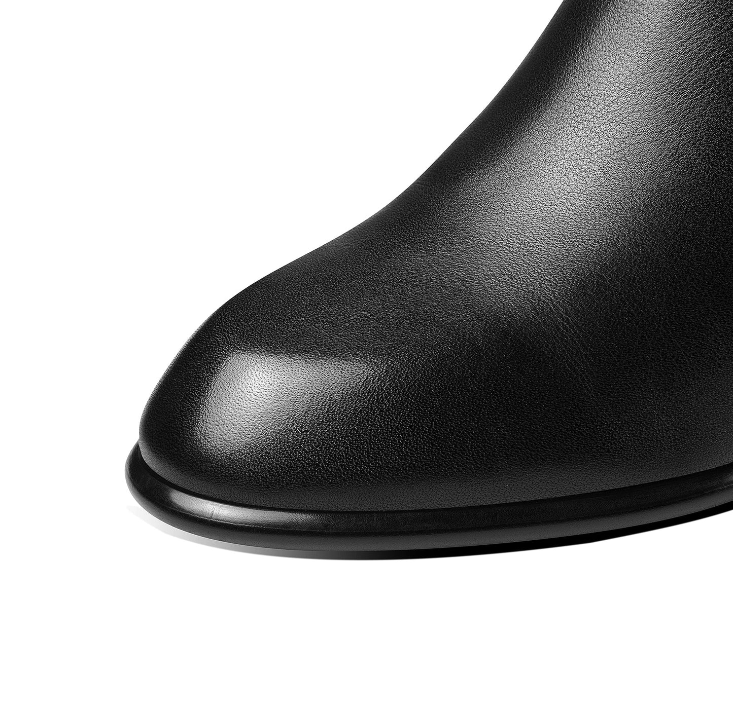 Nine Seven Women's Handmade Genuine Leather Chunky Heel Side Zip Up Round Toe Buckle Design Stylish Ankle Boots