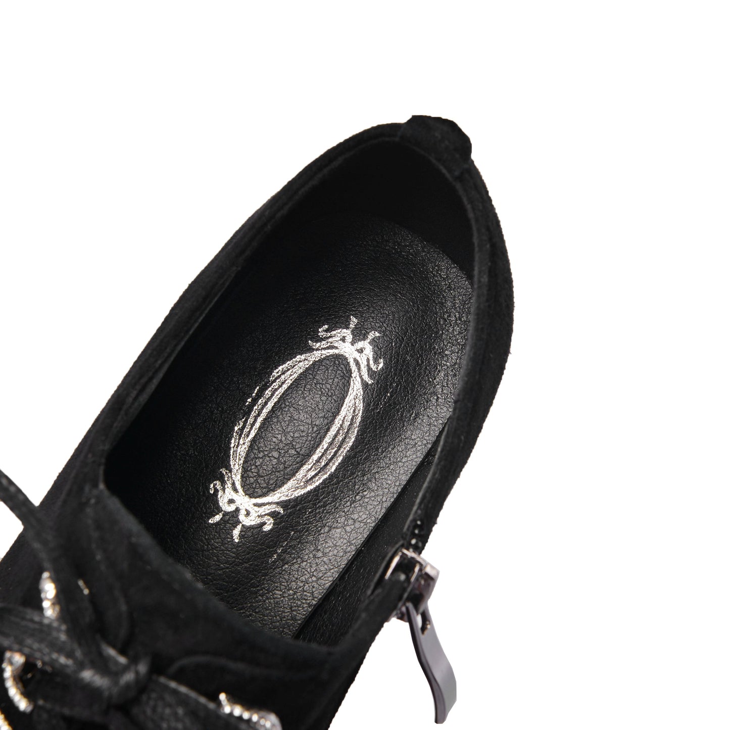 Nine Seven Women's Round Toe Suede Leather Handmade Side Zipper Sleftie Pump Shoes with High Chunky Heel