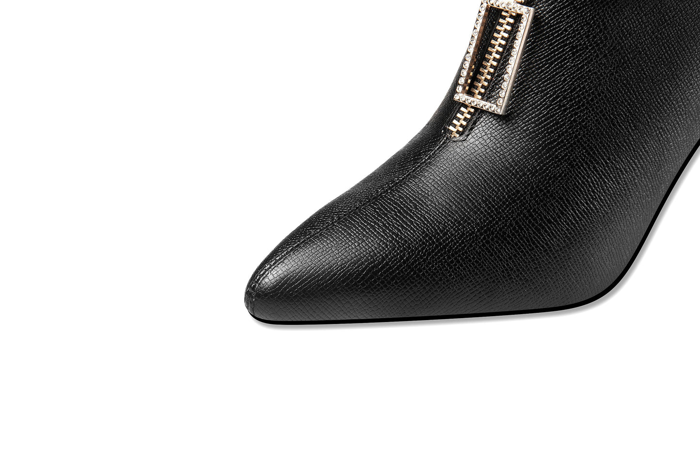 Nine Seven Genuine Leather Women's Handmade High Heel Side Zip Up Pointed Toe Front Zipper Design Stylish Oxford Pump Shoes