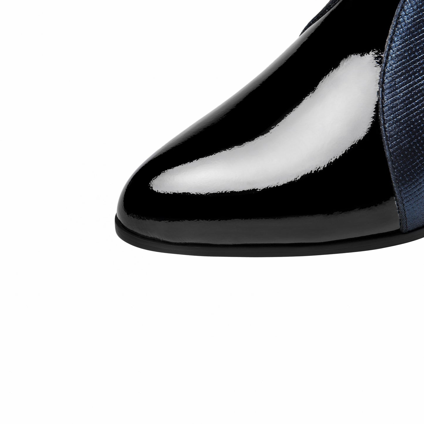 Nine Seven Women's Patent Leather Pointed Toe Cute Bowknot Handmade Low Chunky Heel Stylish Ankle Boots with Back Zipper