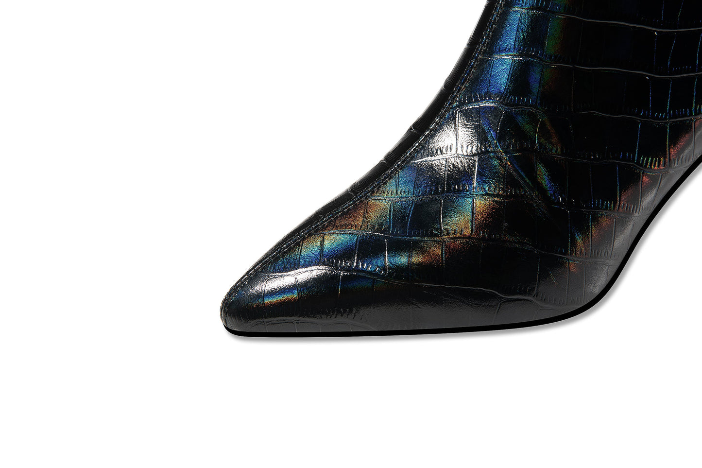 Nine Seven Genuine Leather Women's Handmade Crystal Chunky Heel Pointed Toe Back zip Up Floral Belt Ankle Booties