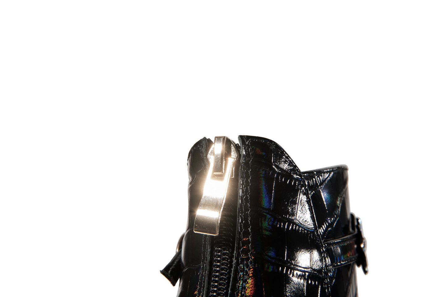 Nine Seven Genuine Leather Women's Handmade Crystal Chunky Heel Pointed Toe Back zip Up Floral Belt Ankle Booties