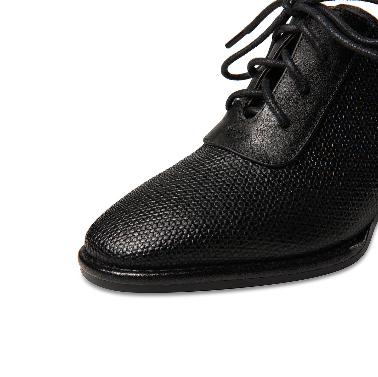 Nine Seven Genuine Leather Women's Handmade Round Toe Chunky Heel Lace Up Oxford Pumps