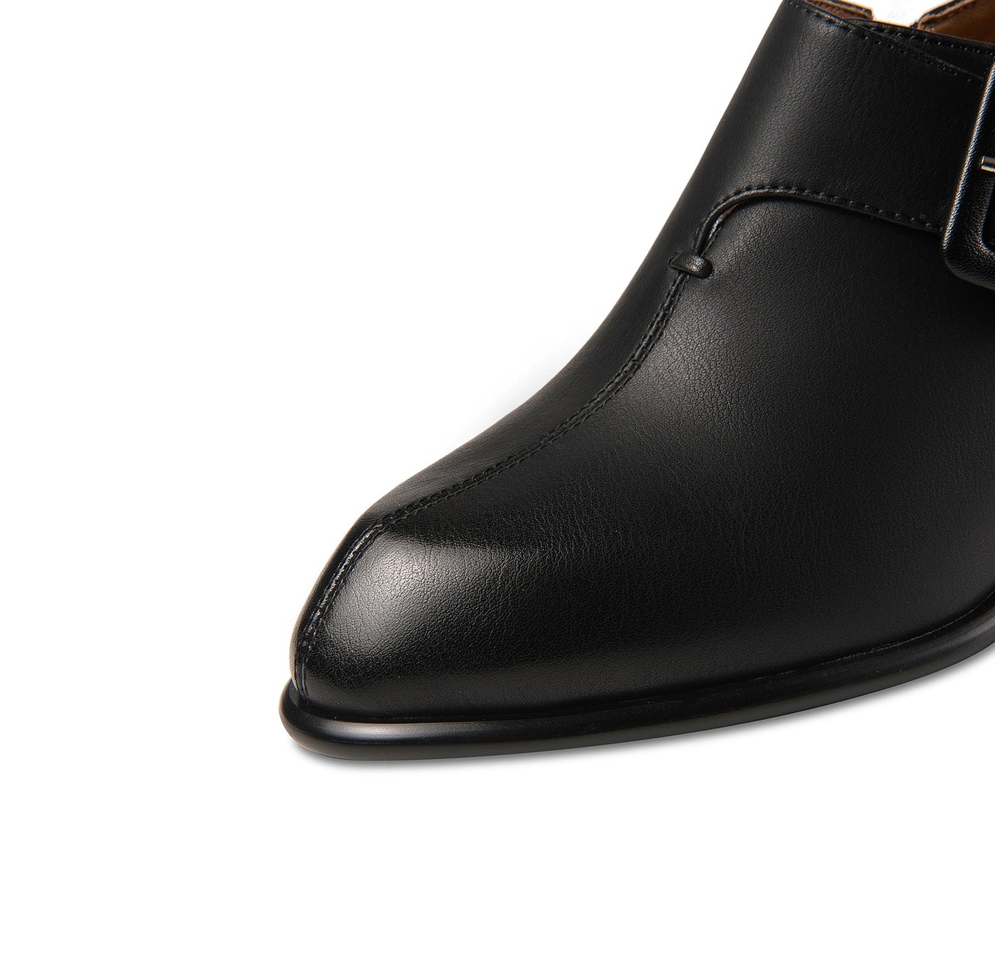 Nine Seven Genuine Leather Women's Handmade Block Heel Side Zip Up Oxford Pumps with Modern Buckle