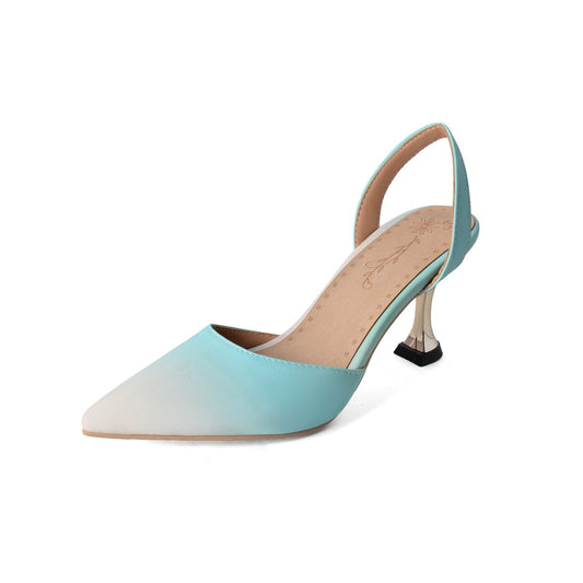 Nine Seven Graduated Colors Handmade Women's Pointed Toe  High Heel Slingback Sandal Shoes