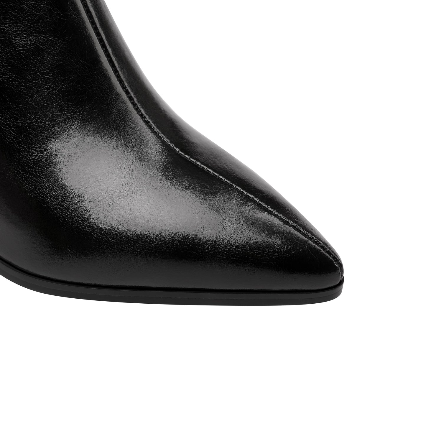 Nine Seven Women's Genuine Leather Handmade Pointed Toe Side Zip Up Comfortable Chunky Heel Knee High Dressy Boots