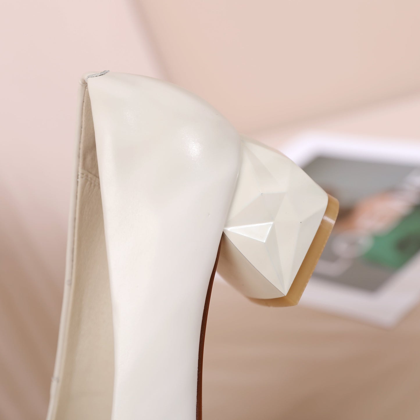 Nine Seven Women's Pointed Toe Genuine/Suede Leather Handmade Rhinestone Floral Decor Low Chunky Heel Pumps Shoes