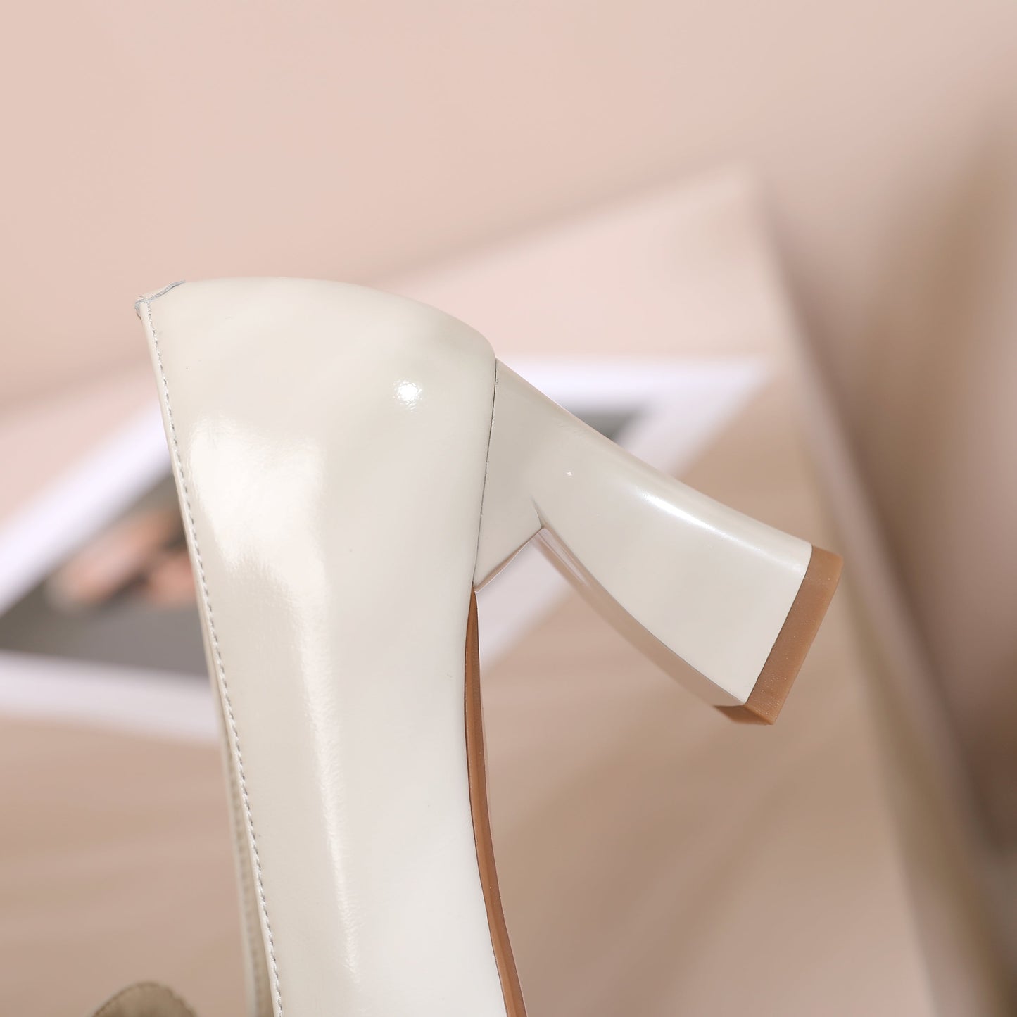 Nine Seven Women's Pointed Toe Genuine/Suede Leather Handmade Mid Chunky Heels Stylish Slip On Pumps Shoes