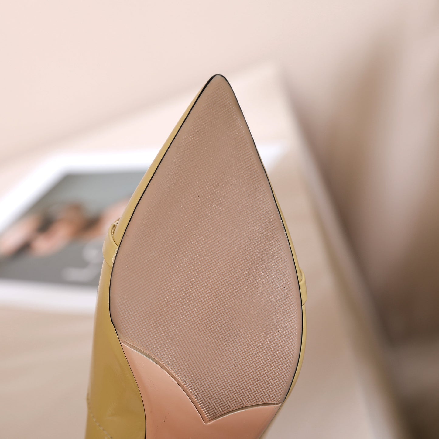 Nine Seven Women's Pointed Toe Handmade Chain Décor Patent Leather Stiletto Mid Heels Stylish Pumps Shoes