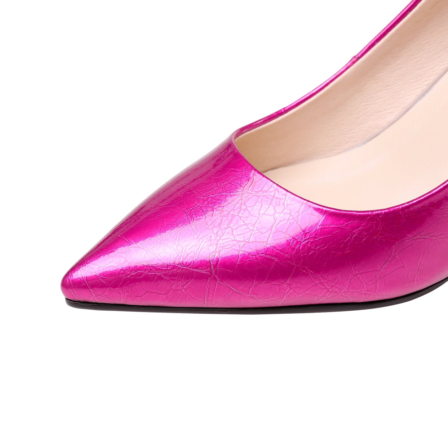 Nine Seven Women's Handmade Glossy Patent Leather Sexy Kitten Heel Pointed Toe Glitter Elegant Pumps