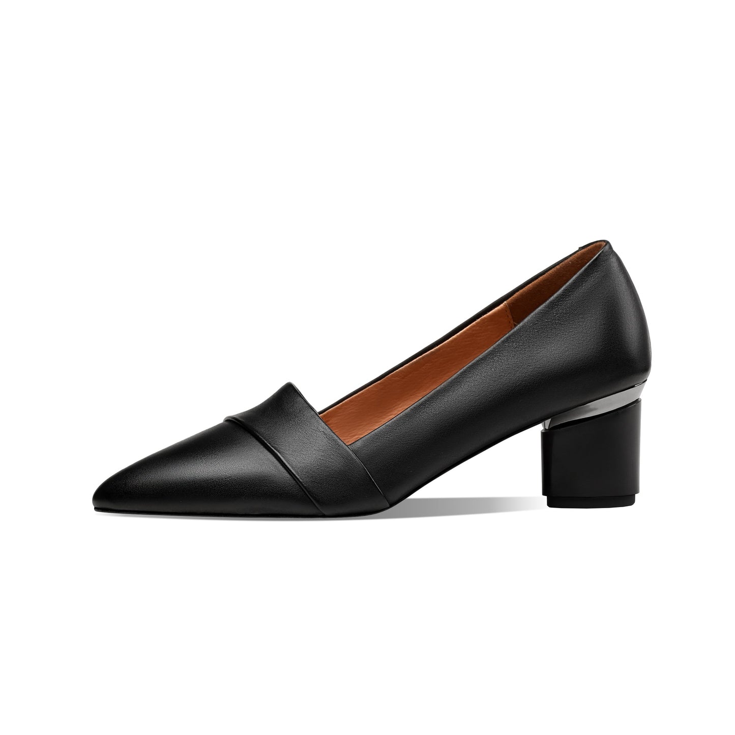 Nine Seven Women's Genuine Leather Pointed Toe Handmade Mid Heels Slip On Vintage Pumps Shoes