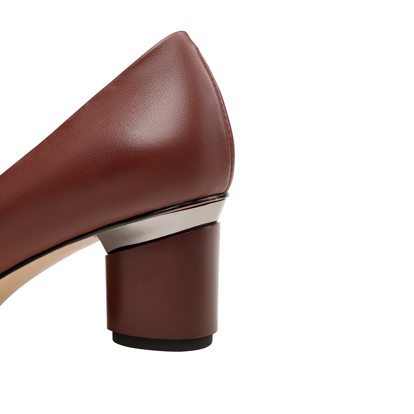 Nine Seven Women's Genuine Leather Pointed Toe Handmade Mid Heels Slip On Vintage Pumps Shoes