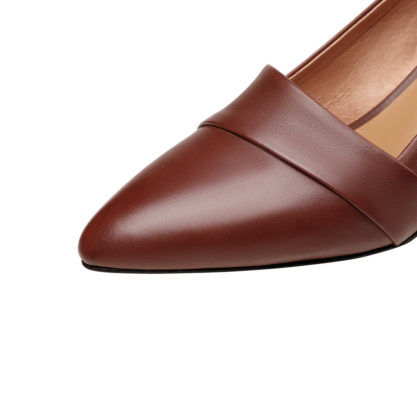 Nine Seven Women's Genuine Leather Pointed Toe Handmade Mid Heels Slip On Vintage Pumps Shoes