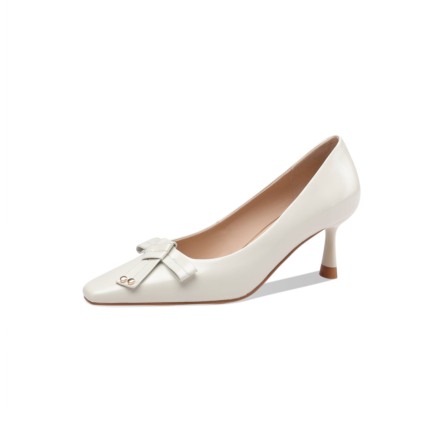 Nine Seven Women's Handmade Glossy Leather Bowknot Decor Sexy Stiletto Heel Dress Pumps