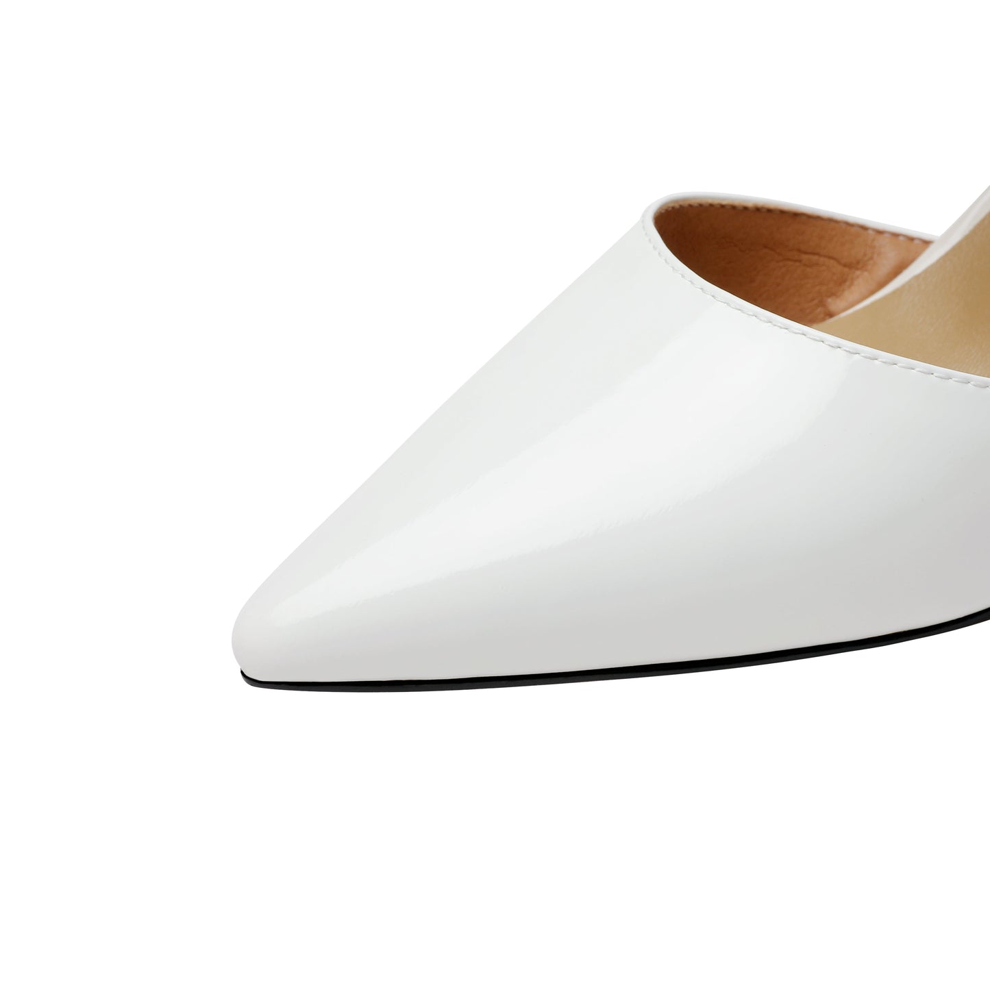 Nine Seven Women's Glossy Patent Leather Handmade Closed Toe Cone Heel Mule Sandals with Sparkling Glitter