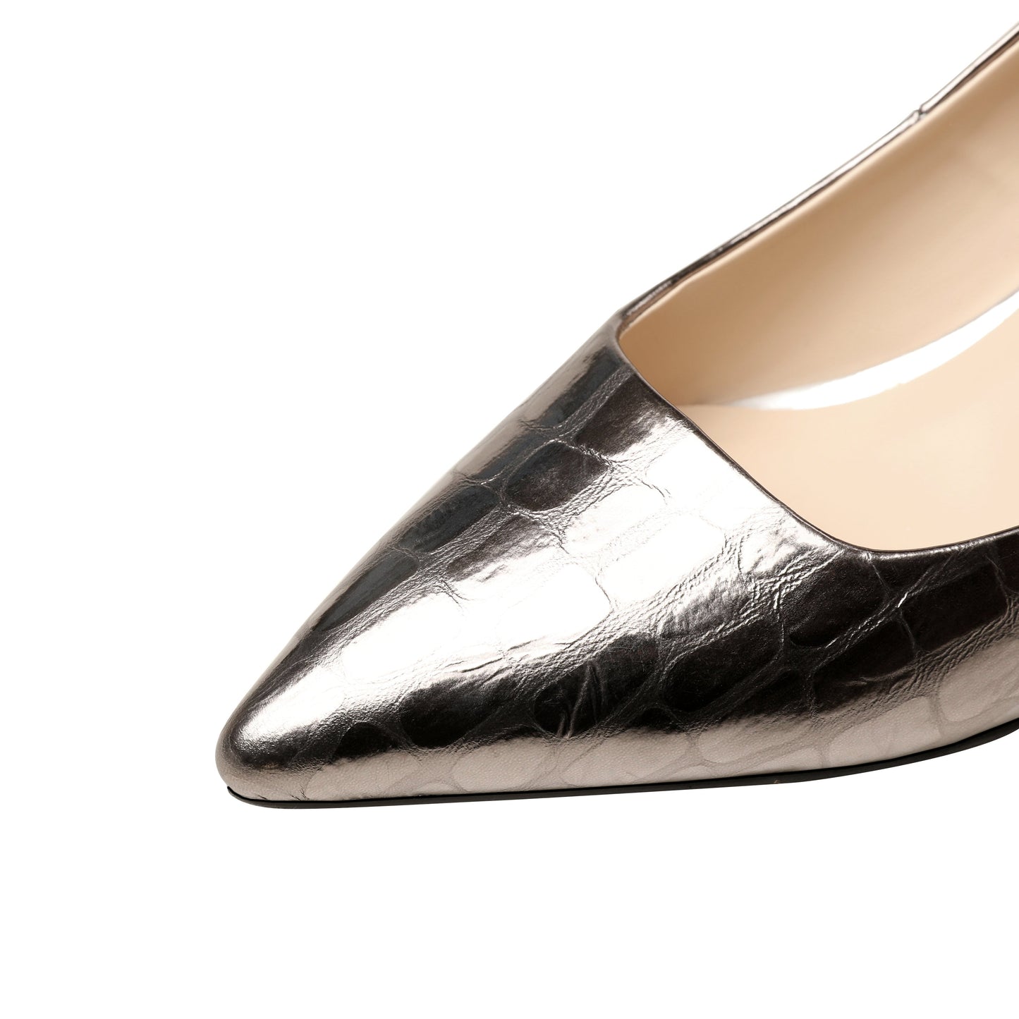 Nine Seven Handmade Genuine Leather Women's Comfortable Spool Heel Pointed Toe Slip On Loafer Pumps