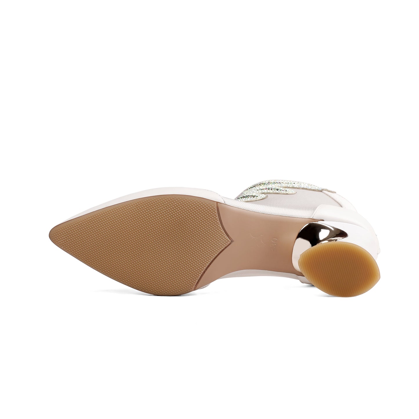 Nine Seven Women's Handmade Genuine Leather and Mesh Back Zip Up Glitter Decor Chuncky Heel Summer Boots