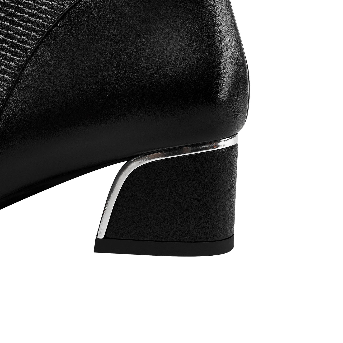 Nine Seven Women's Genuine Leather Handmade Round Toe Side Zipper Graceful Ankle Boots with Low Chunky Heel