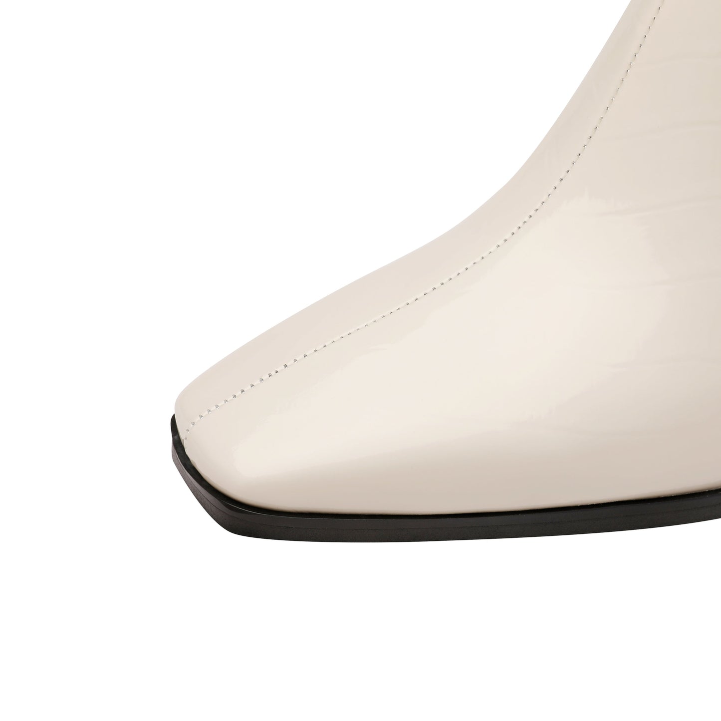 Nine Seven Women's Handmade Checkered Patent Leather Comfortable Block Heel Side Zip Up Glitter Buckle Design Chic Dress Boots