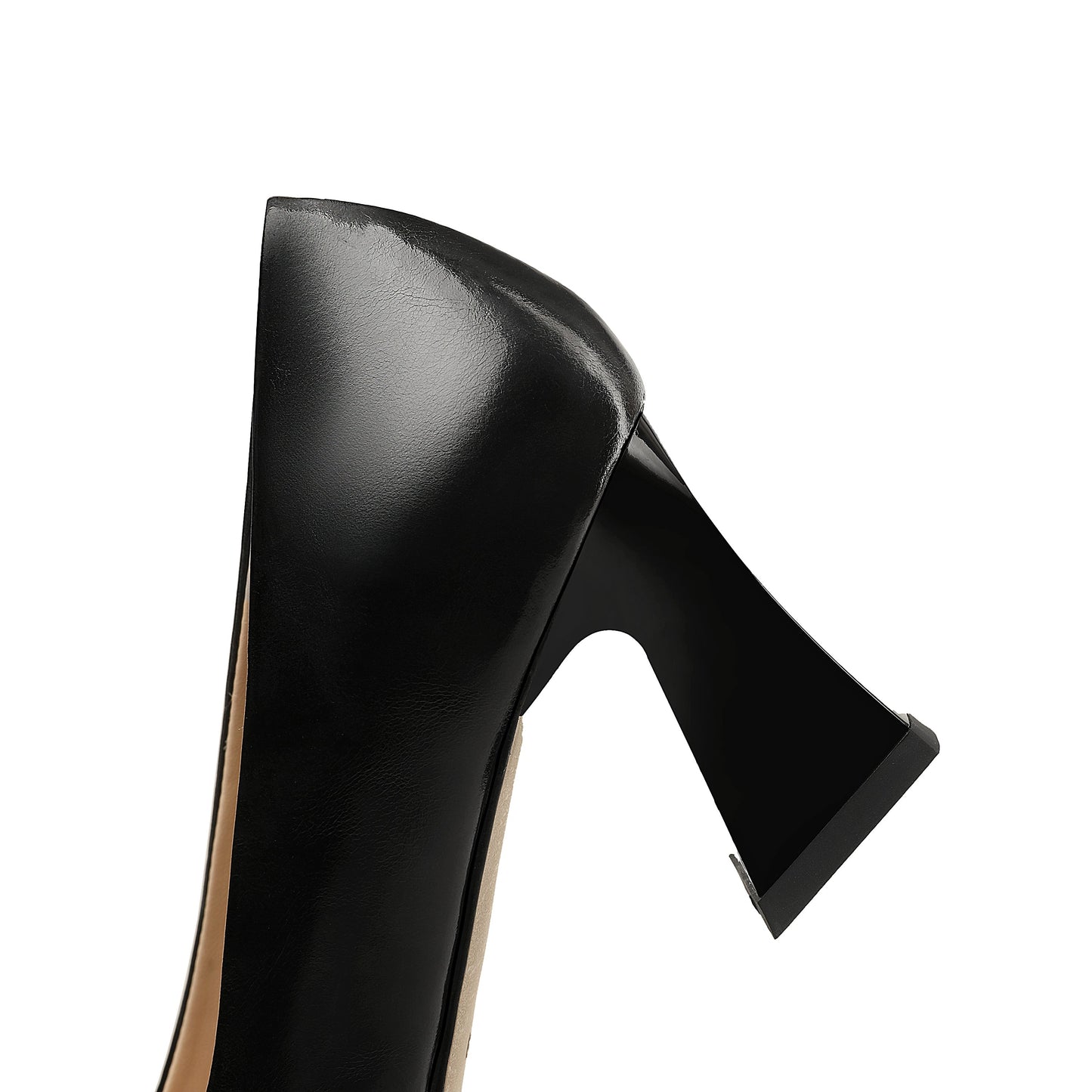 Nine Seven Genuine Leather Women's Handmade Clear Pointed Toe Mid Spool Heel Slip On Elegant Office Pumps