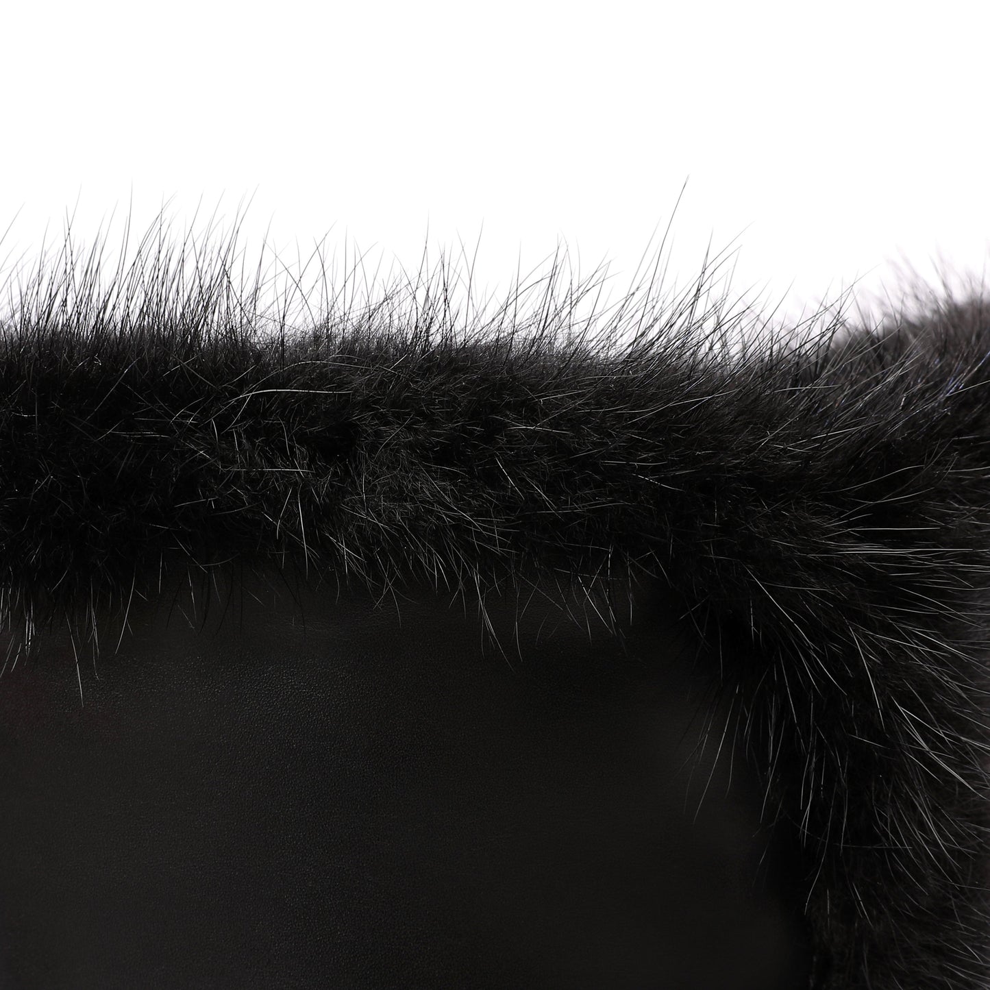 Nine Seven Handmade Women's Genuine Leather Spool Heel Side Zip Up Black Mid-Calf Boots with Fur And Chic Belt