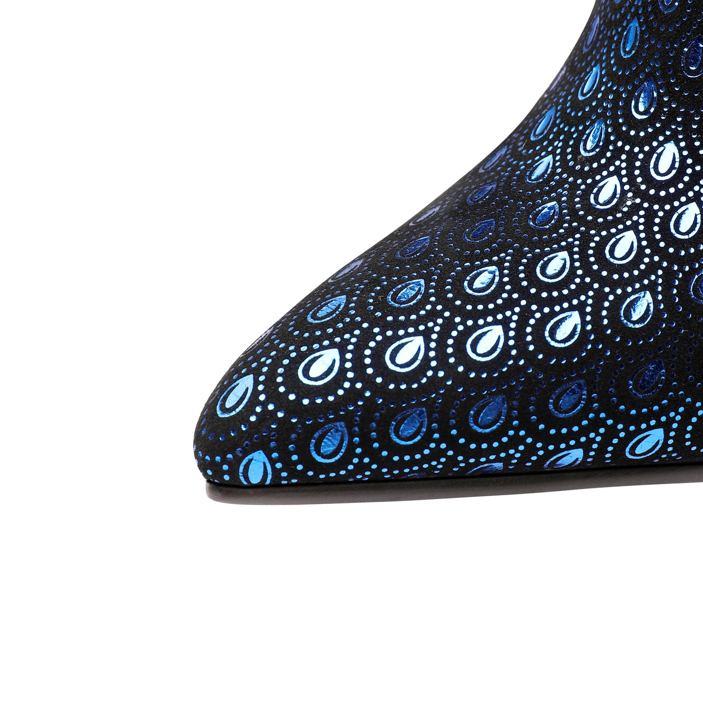 Nine Seven Women's Handmade Leather Metal Stiletto Heel Back Zip Up Pointed Toe Ankle Boots with Glitter Rhinestone