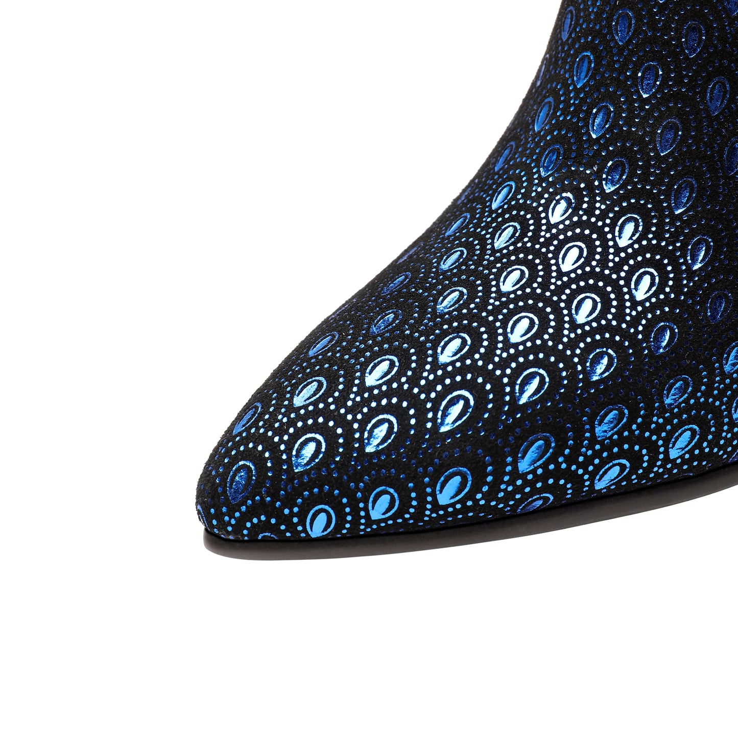 Nine Seven Women's Handmade Leather Sexy Metal Heel Side Zip Up Pointed Toe Ankle Boots with Rhinestone Flower