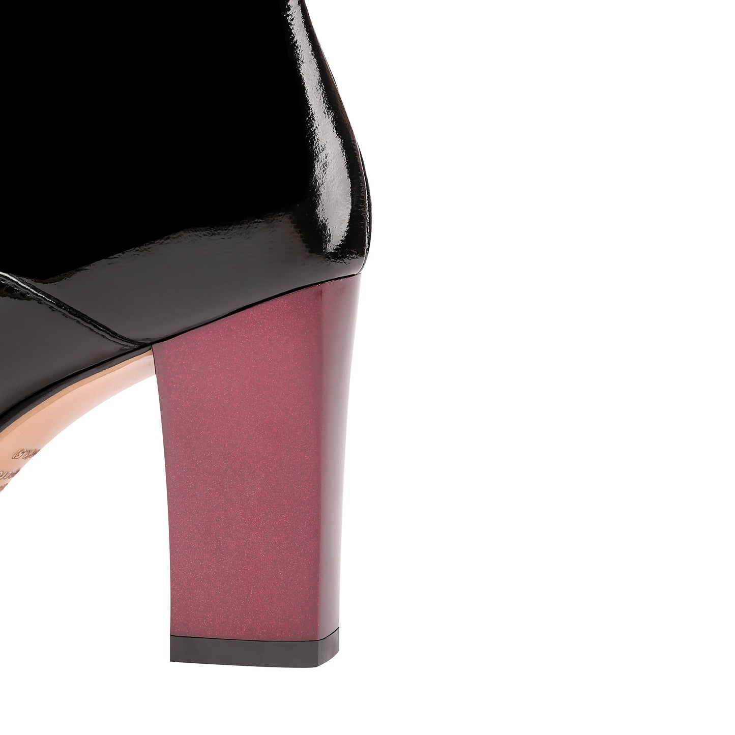 Nine Seven Women's Handmade Genuine Leather Clear Pointed Toe Chunky Heel Stylish Front Zip Ankle Booties