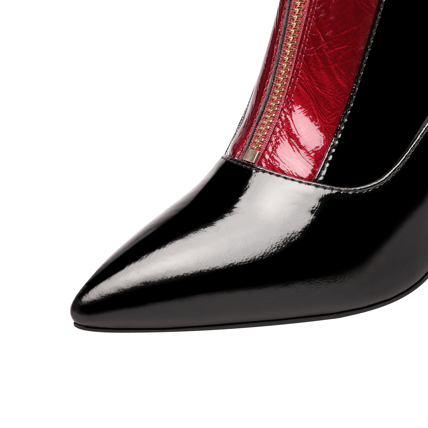 Nine Seven Women's Handmade Genuine Leather Clear Pointed Toe Chunky Heel Stylish Front Zip Ankle Booties