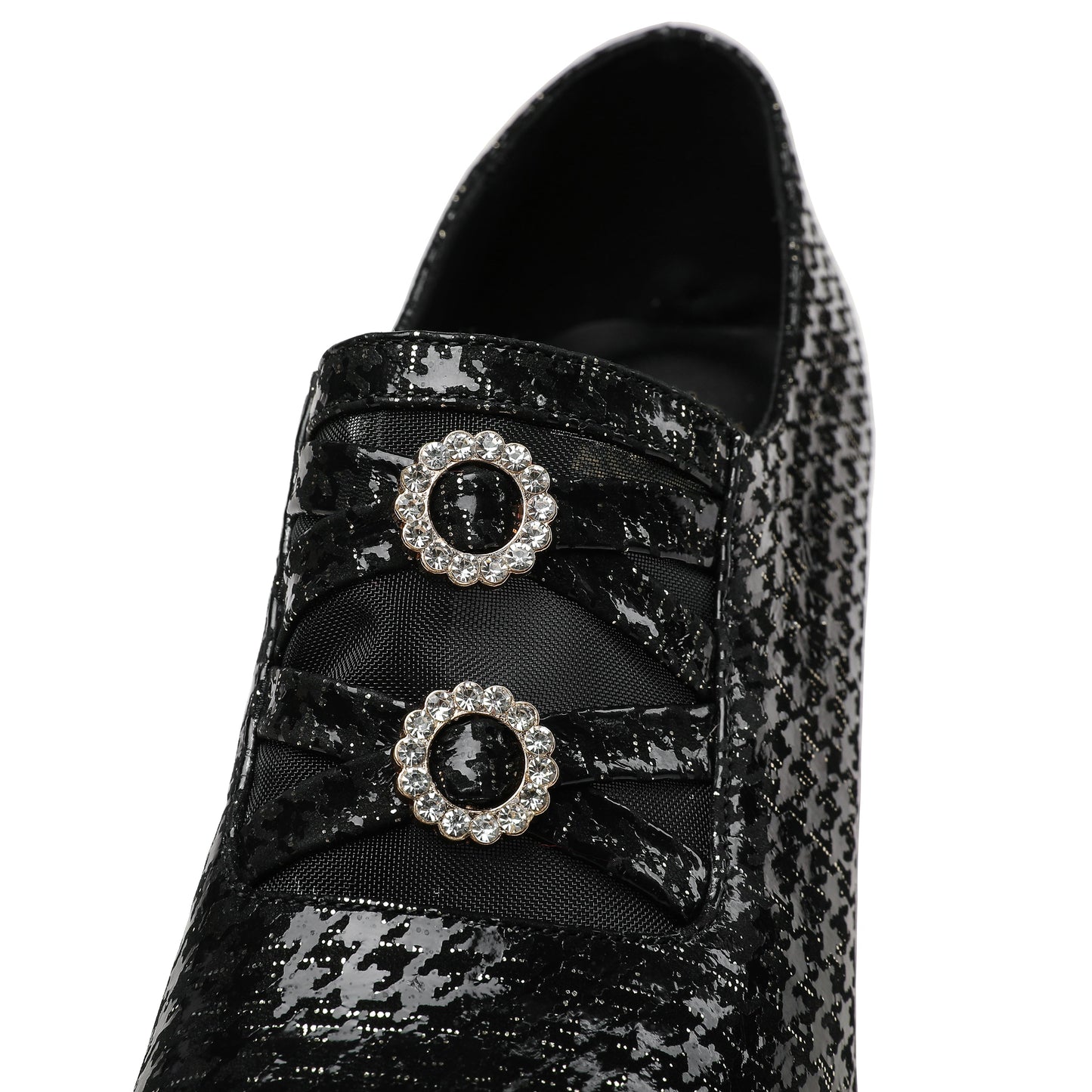 Nine Seven Women's Pointed Toe Genuine Leather Handmade Side Zipper Mid Chunky Heels Elegant Pumps Shoes