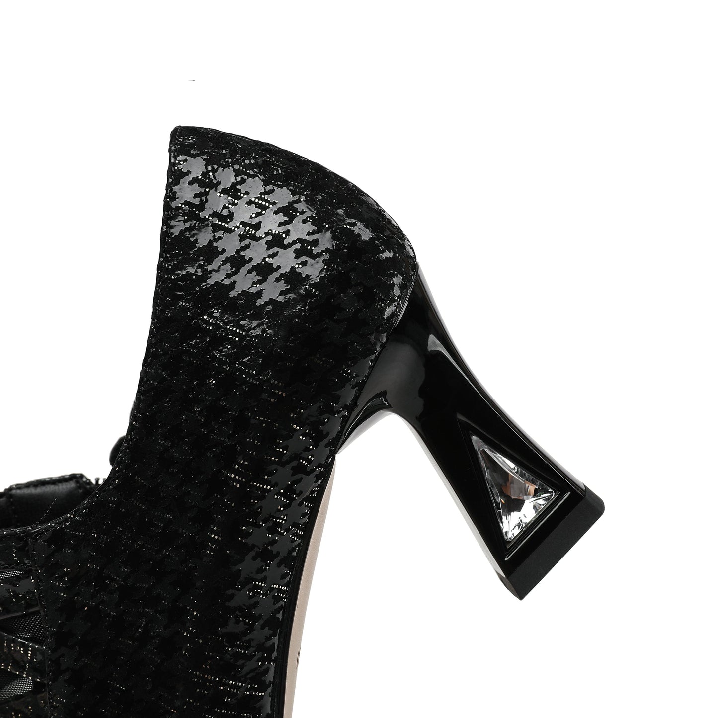 Nine Seven Women's Pointed Toe Genuine Leather Handmade Side Zipper Mid Chunky Heels Elegant Pumps Shoes