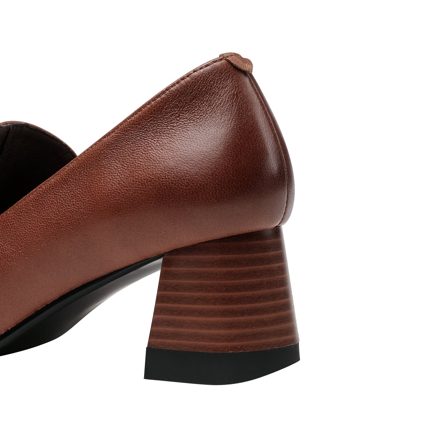 Nine Seven Handmade Women's Genuine Leather Bowknot Slip On Pointed Toe Mid Chunky Heel Pumps Shoes