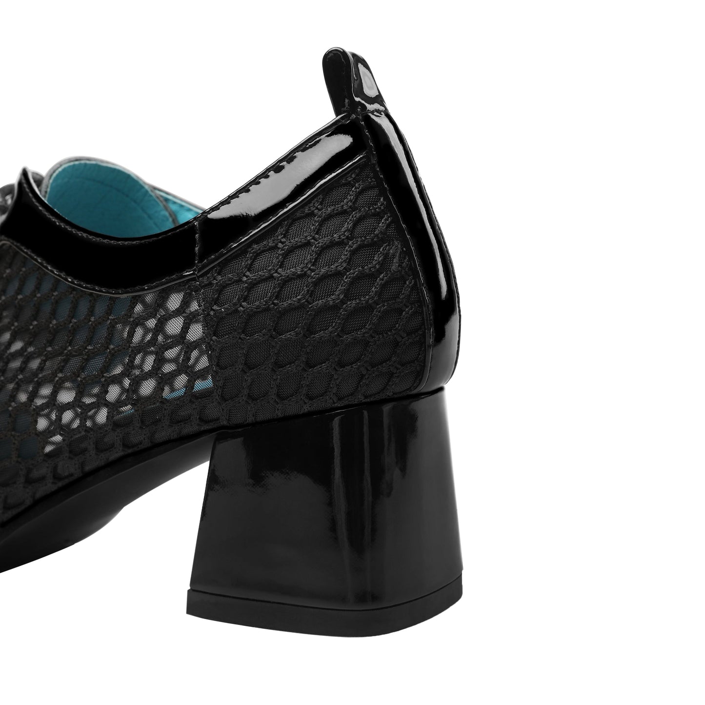 Nine Seven Women's Genuine Leather with Breathable Mesh Square Toe Handmade Lace-Up Low Chunky Heels Pumps Shoes