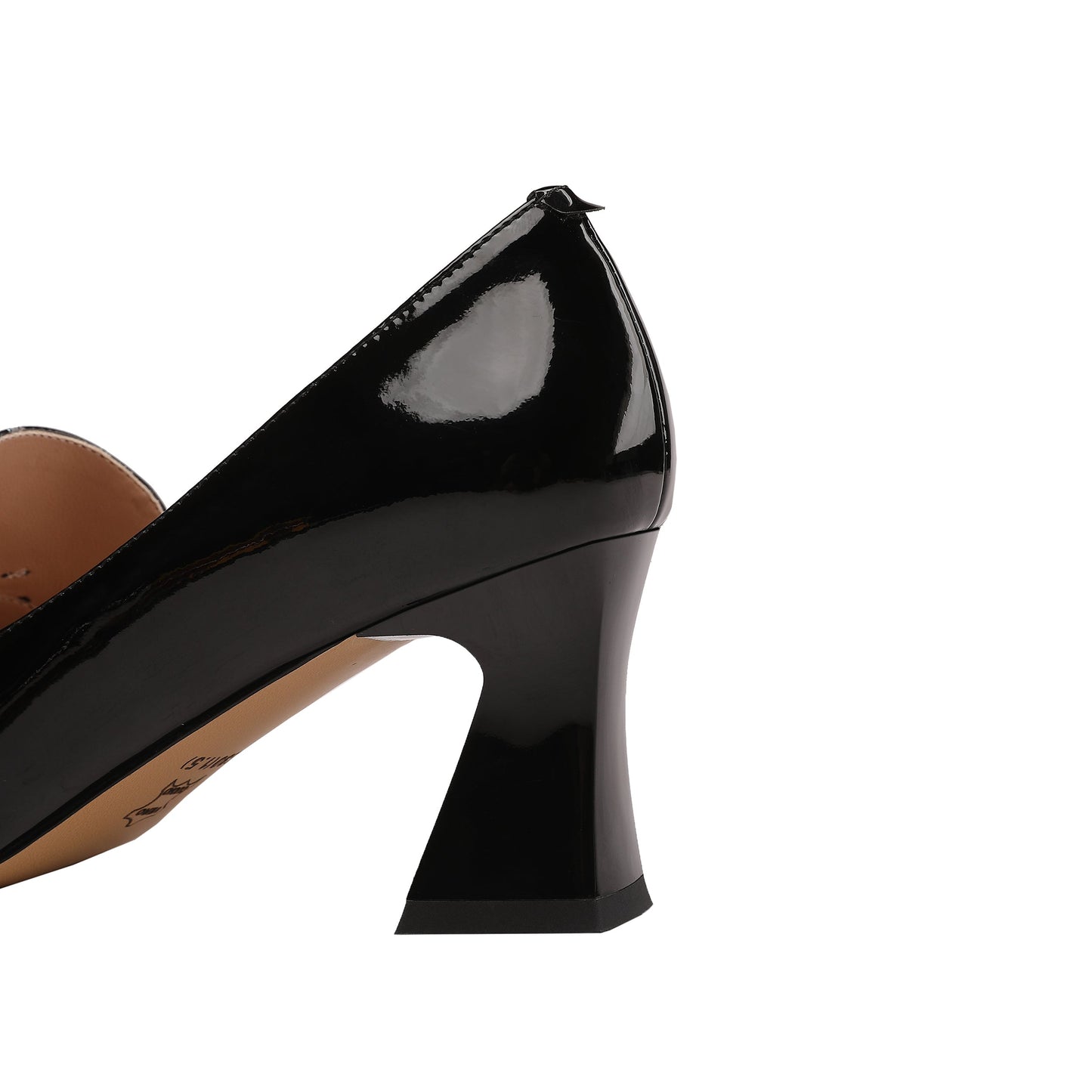 Nine Seven Glossy Patent Leather Women's Handmade Pointed Toe Dots Decor Spool Heel Pumps with Bowknot